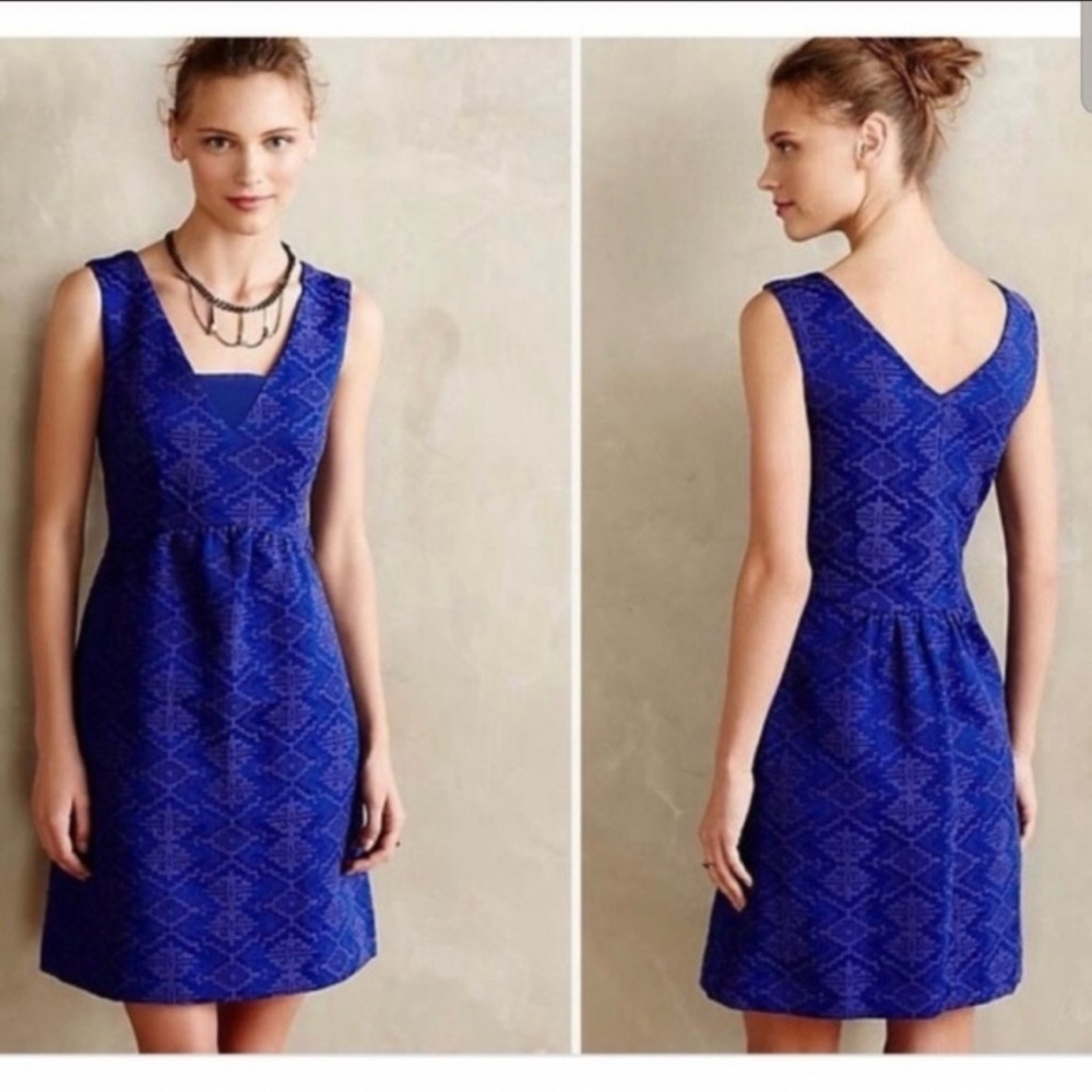 Maeve for Anthropologie Valerie Dress Blue & Purple Cocktail Party Dress Size 0